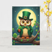 Carte verte festive Lucky Owl (Fleur jaune)