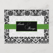 carte verte mariage damassé rsvp (Devant)