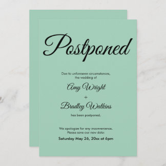 Carte verte Mariage simple et élégante reportée