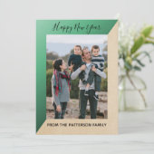Carte verte moderne Slant New Year's Photo Flat Ca (Debout devant)