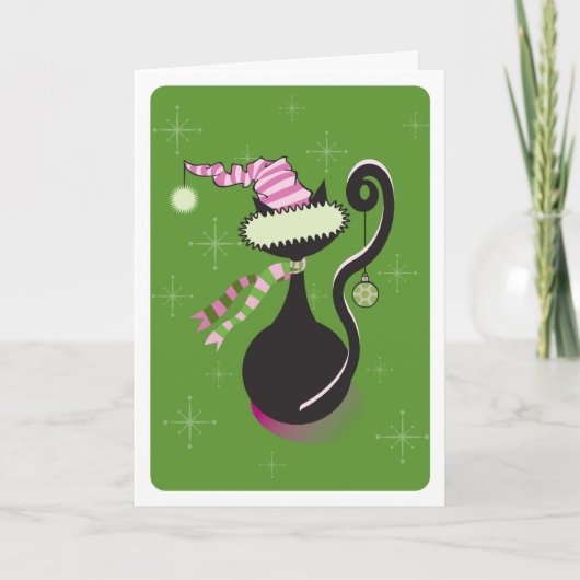 Carte verte père Noël Kitty (Devant)