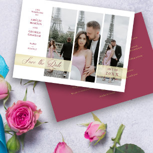 Carte Vertical 3 Photos Collage manuscrit Chic Script
