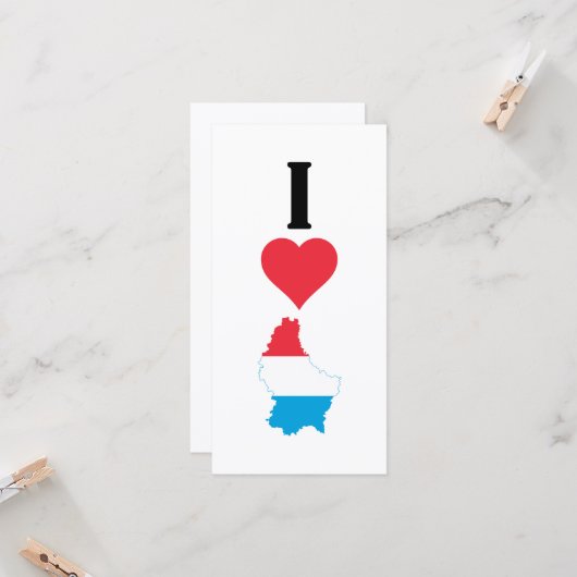 Carte Vertical I Love Luxembourg / I Heart Luxembourg (Devant/Arrière en situation)