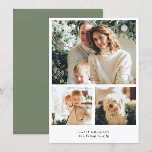 Carte Vertical Minimaliste Trois Photo Holiday
