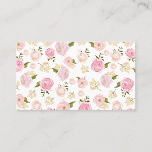 Carte Verticale blanche à fleurs d'aquarelle rose (Dos)
