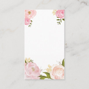 Carte Verticale blanche à fleurs d'aquarelle rose
