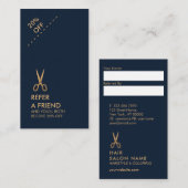 Carte verticale de référence de coiffeur (Devant / Derrière)