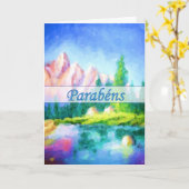 Carte Verticale Pink Mountain pour l'anniversaire (Fleur jaune)