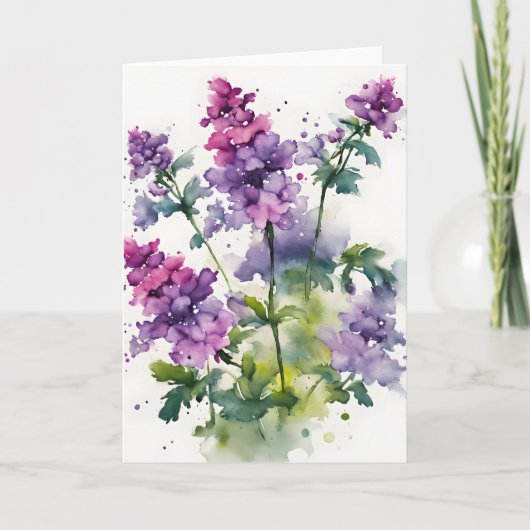 Carte Verveine - Fleurs aquarelle (Devant)