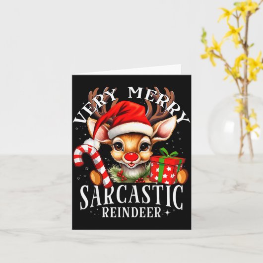 Carte Very Merry Sarcastic Reindeer Matching Christmas (Fleur jaune)