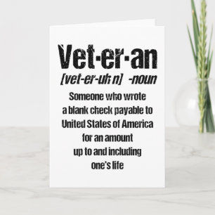 Carte VÉTÉRAN DRÔLE Cadeau de vétéran américain Jour des