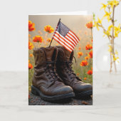 Carte Veterans Day Military Combat Boots and Flag (Fleur jaune)