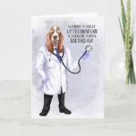 Carte Vétérinaire Funny BIrthday Hound Chig Docteur<br><div class="desc">Une drôle de carte d'anniversaire bien adaptée à l'animal médecin,  avec une caricature stupide avec le corps d'un médecin dans un manteau blanc,  et une tête de chien de chien.</div>