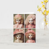 Carte Vêtu en rose Déplaisant Poupées Vintage Collage (Fleur jaune)