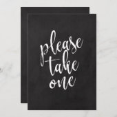 Carte Veuillez Prendre Un Mariage Chalkboard abordable (Devant / Derrière)
