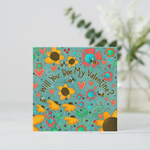Carte Veux-tu BEE my Valentine mignonne Floral Kids