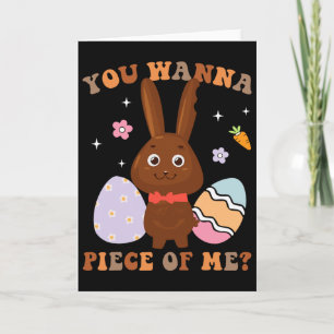 Carte Veux un morceau Lapin de Pâques Chocolat Lapin Oeu