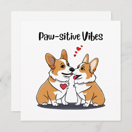 Carte Vibes Corgis en amour (Devant / Derrière)