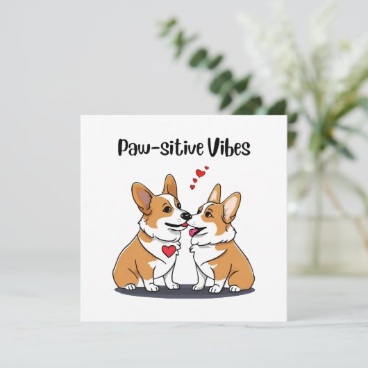 Carte Vibes Corgis en amour (Debout devant)