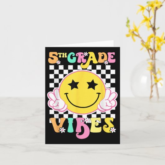 Carte Vibes De 5e Année Vibes Sourire Visage Retour À L' (Fleur jaune)