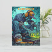 Carte Vibes de fête Zombie DJ Rave Halloween (Debout devant)