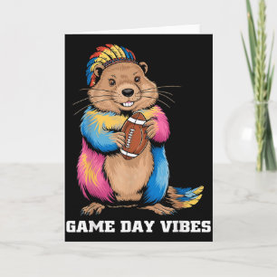 Carte Vibes de jour de match Tribal Groundhog tenant un