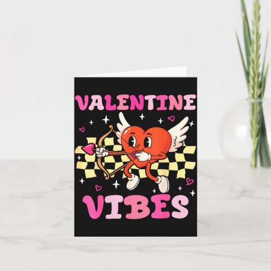 Carte Vibes de la Saint-Valentin Groovy Cœur Câlin Femme (Devant)