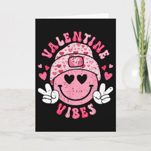 Carte Vibes de la Saint-Valentin Groovy Sourire Visage F