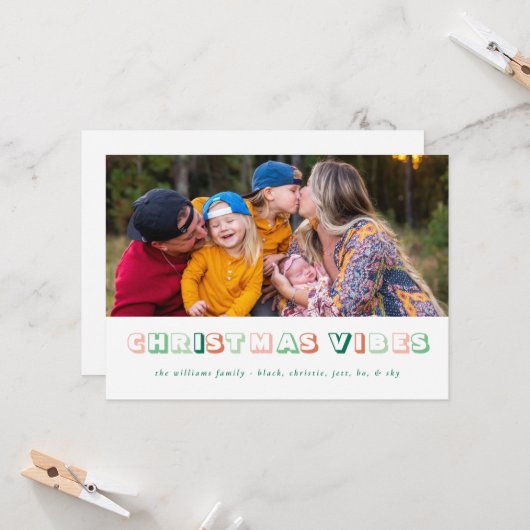 Carte Vibes de Noël blanc (Devant/Arrière en situation)