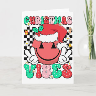 Carte Vibes de Noël super Sourire Visage Santa Chapeau N