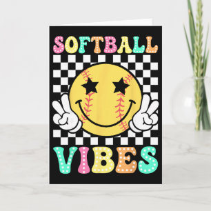 Carte Vibes de softball Rétro Groovy journée de match Fi