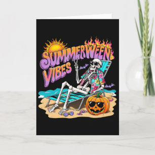 Carte Vibes de Summerween Citrouille squelette de vacanc