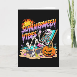 Carte Vibes de Summerween Citrouille squelette Vacances