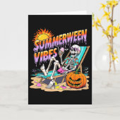 Carte Vibes de Summerween Citrouille squelette Vacances  (Fleur jaune)