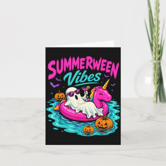 Carte Vibes de Summerween fantôme licorne de plage effra (Devant)