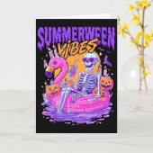 Carte Vibes de Summerween squelette effrayant flamant ro (Fleur jaune)