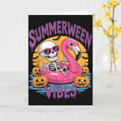 Carte Vibes de Summerween squelette flamant rose effraya (Fleur jaune)
