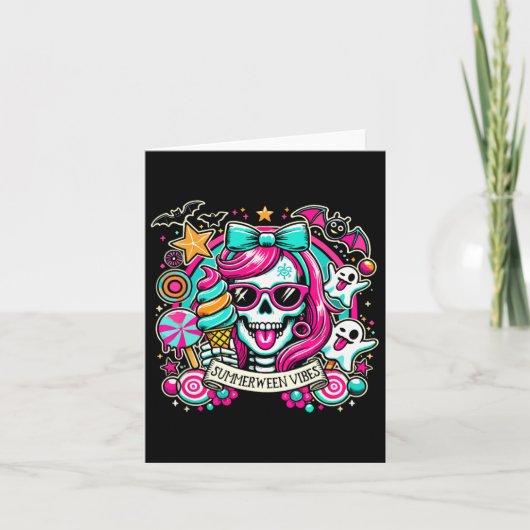 Carte Vibes de Summerween squelette vacances effrayantes (Devant)