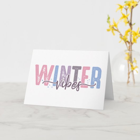 Carte Vibes d'hiver - Typographie Pastel Soft (Fleur jaune)