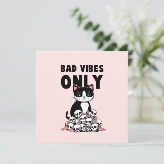 Carte Vibes incorrectes uniquement - Chat et crânes (Debout devant)