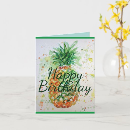 Carte Vibes tropicales d'ananas Fruit Alimentation Vibes (Fleur jaune)