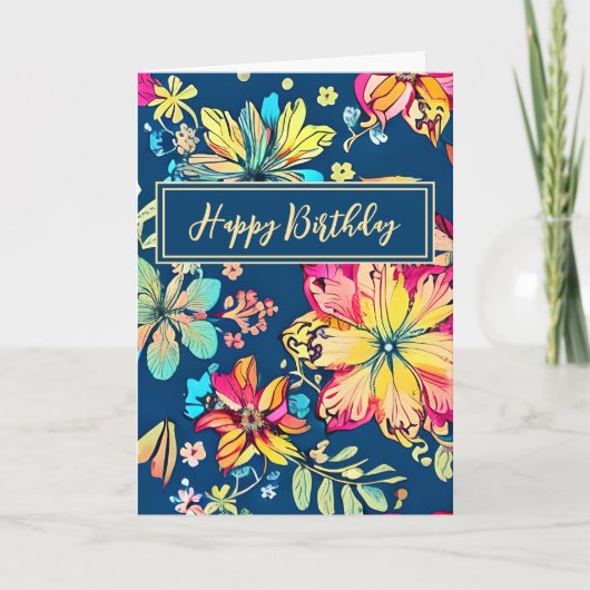 Carte Vibrant Boho Floral Bohemian Flower Joyeux Anniver (Devant)