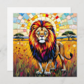 Carte Vibrant coloré Lion Mosaic Blank (Devant / Derrière)