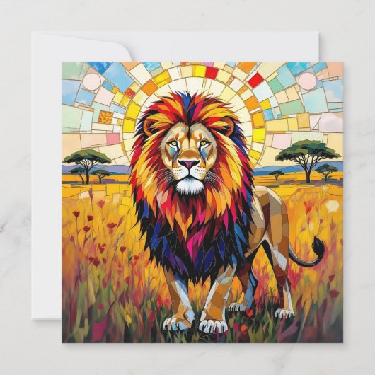 Carte Vibrant coloré Lion Mosaic Blank (Devant)