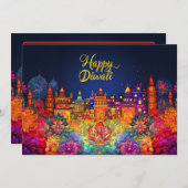 Carte Vibrant Happy Diwali (Devant / Derrière)