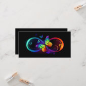 Carte Vibrant infinity with rainbow butterfly on black (Devant/Arrière en situation)