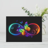 Carte Vibrant infinity with rainbow butterfly on black (Debout devant)