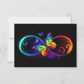 Carte Vibrant infinity with rainbow butterfly on black (Devant)
