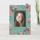 Carte Vibrant | Joyeuse Fête des Mères Teal Floral et Ph (Devant)