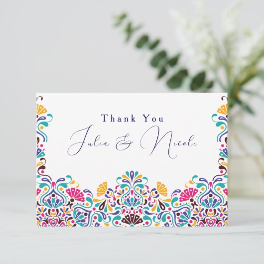 Carte Vibrant mexicaine Fiesta Style Mariage arc-en-ciel (Debout devant)